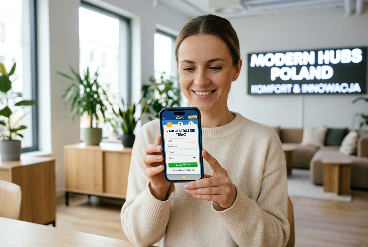 Smartphone displaying a modern casino sign-up page